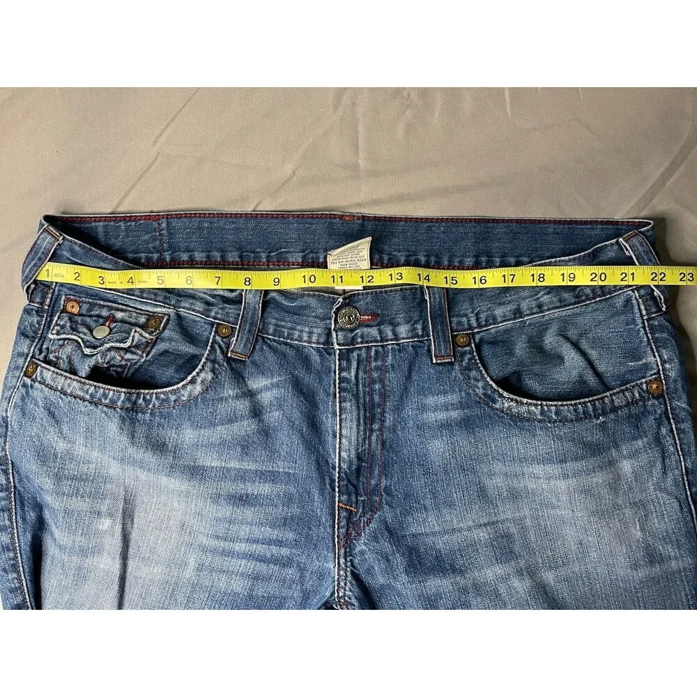 True Religion Jeans Ricky Men’s 42(42x29) Raw Hem Whiskered Made In USA